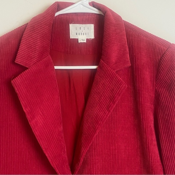 Lost + Wander Corduroy Blazer Red Jacket Small Christmas Holiday Casual - Picture 6 of 12